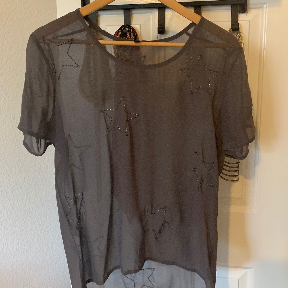 Joe's Jeans Silk Top with Beaded Star Detail